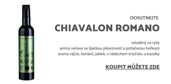 Jemný extra panenský olivový olej Chiavalon Romano vyladěný na ryby